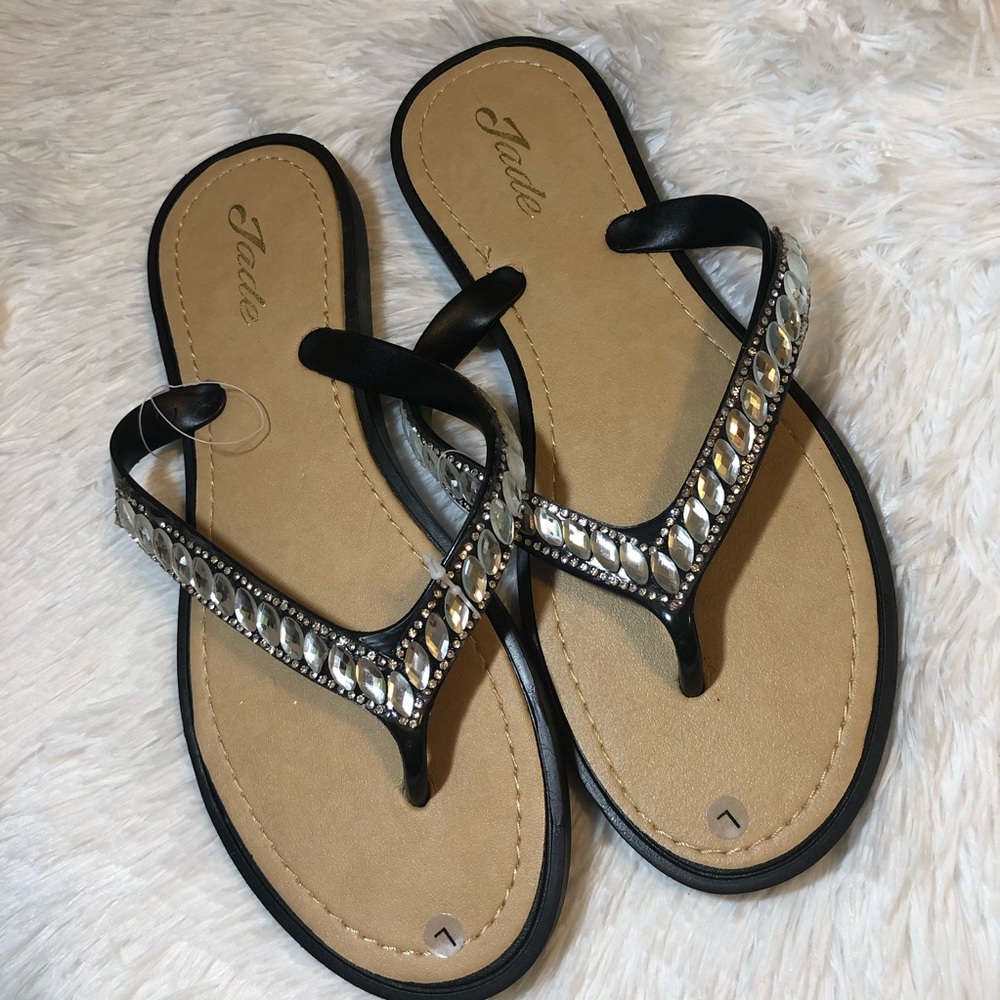 Black Rhinestone Flip Flip size Large